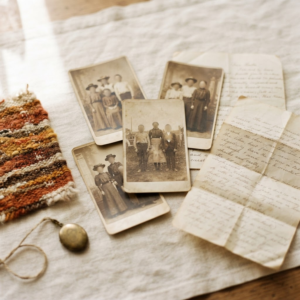 Vintage photographs and letters representing the Onole Kae heritage archive